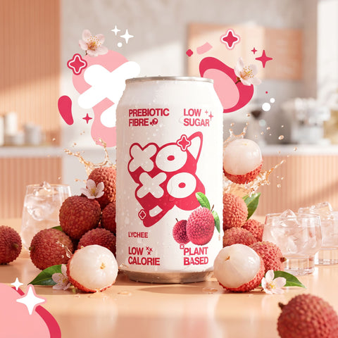 XO Soda High Fibre Lychee 330ml - funkcjonalny napój z błonnikiem i stewią