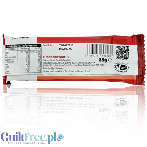 YuBi Bar Protein Bar Fudge Brownie 99kcal - wegański baton proteinowy bez cukru 10g białka