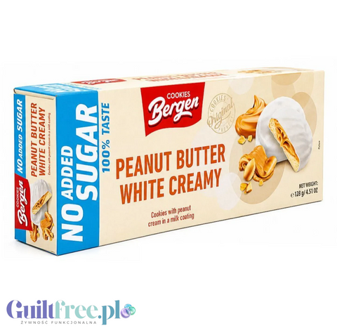 Bergen Peanut Butter White Creamy Cookies ciastka orzechowo-karmelowe w białej polewie bez cukru by Bergen Diet (bergen-peanut-butter-white-creamy-cookies-ciastka-orzechowo-karmelowe-w-bialej-polewie-bez-cukru)