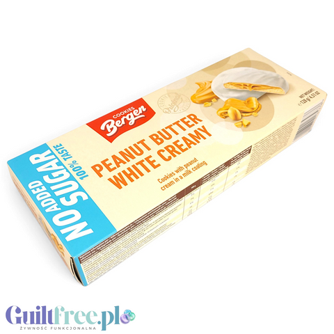 Bergen Peanut Butter White Creamy Cookies ciastka orzechowo-karmelowe w białej polewie bez cukru by Bergen Diet (bergen-peanut-butter-white-creamy-cookies-ciastka-orzechowo-karmelowe-w-bialej-polewie-bez-cukru)