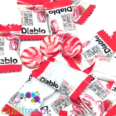 Diablo śmietankowo-truskawkowe cukierki bez cukru 12kcal by Diablo (solano-xxl09kg-candy-strawberry-cream-without-sugar)