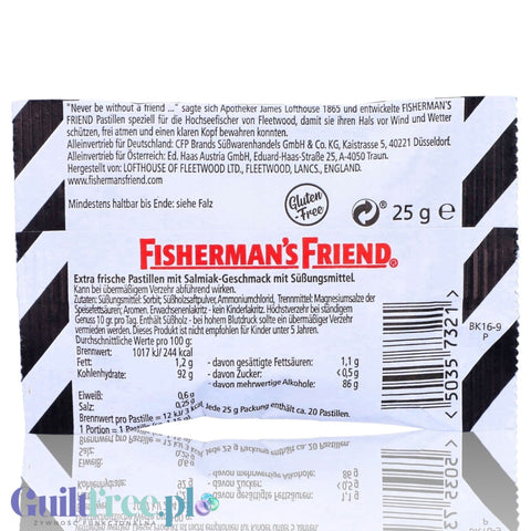 Fisherman's Friend Salmiak - słona mentolowa lukrecja bez cukru, pastylki pudrowe by Fisherman's Friend (fisherman-s-friends-lakritz)