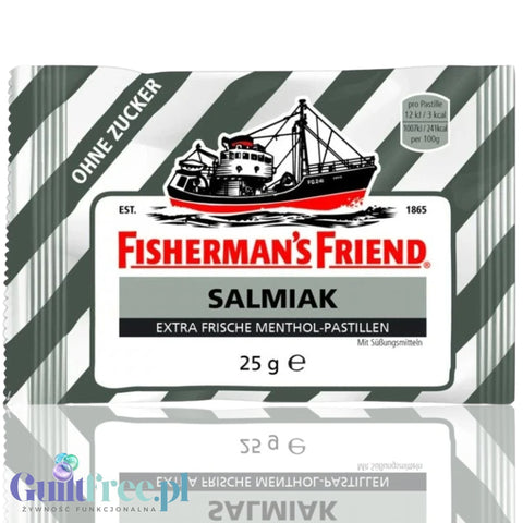 Fisherman's Friend Salmiak - słona mentolowa lukrecja bez cukru, pastylki pudrowe by Fisherman's Friend (fisherman-s-friends-lakritz)