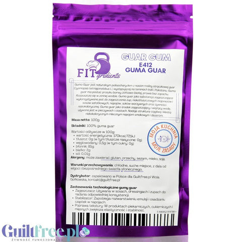 FITgridients Guma Guar E-412 100g - zagęstnik 100% bez dodatków i wypełniaczy by FITgridients (natural-gum-e412)