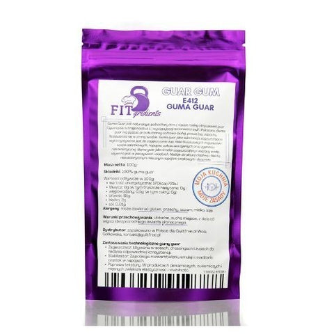 FITgridients Guma Guar E-412 100g - zagęstnik 100% bez dodatków i wypełniaczy by FITgridients (natural-gum-e412)