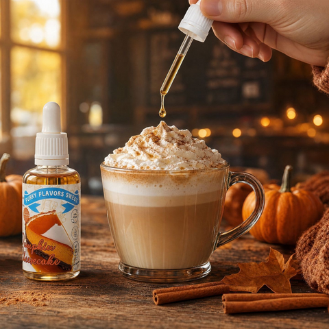 Guiltfree Funky Flavors Sweet Pumpkin Cheesecake, krople aromatyzujące do kawy z nutą sernika i pieczonej dyni.