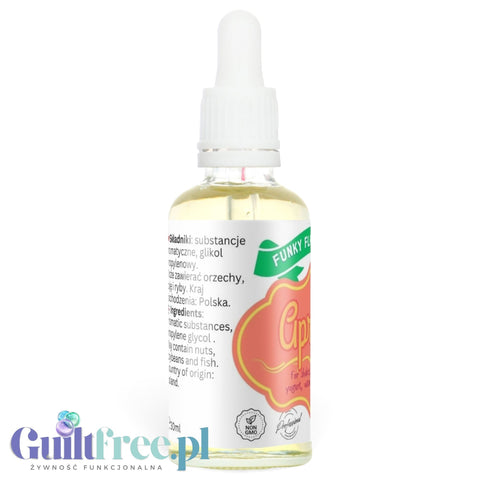 Butelka aromatu morelowego Guiltfree Funky Flavors Basic 30ml z zakraplaczem na białym tle