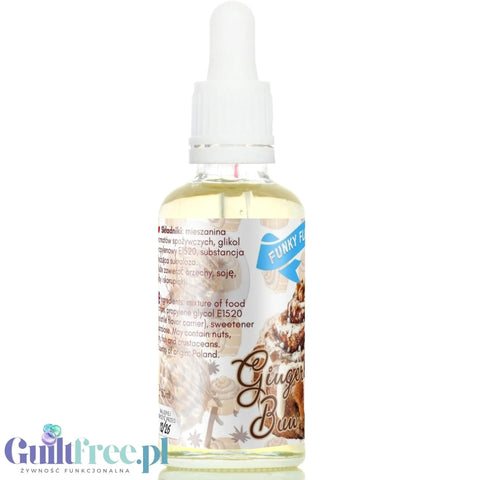 Butelka aromatu Guiltfree Funky Flavors o smaku piernikowej cynamonki z zakraplaczem na białym tle