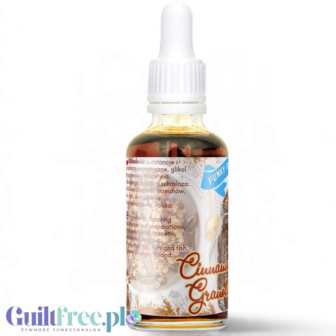 Guiltfree Funky Flavors Sweet Cinnamon Granola, aromatyczne krople o smaku cynamonowej granoli w szklanej butelce