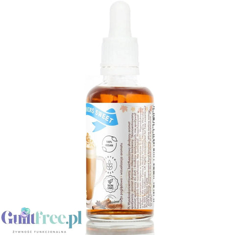 Guiltfree Funky Flavors Sweet Pumpkin Spice Latte w butelce z pipetą, aromatyczne kropelki bez cukru i tłuszczu.