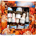 Zestaw 6 aromatów Funky Flavors Sweet Mów do mnie szeptem w jesiennym opakowaniu z motywem korzennych napojów i liści