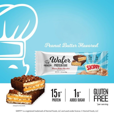 Guiltfree Genius Gourmet Skippy Peanut Butter Chocolate proteinowy wafelek w czekoladowej polewie z orzechowym kremem