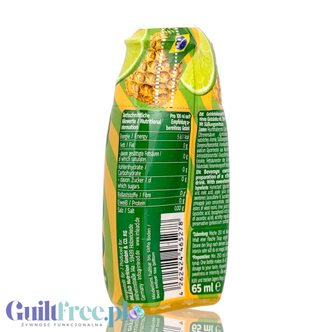 Koncentrat napoju Guiltfree Inlead Squeeze Syrup Ipanema Sun o smaku cytrusowo-tropikalnym w małej butelce 65ml