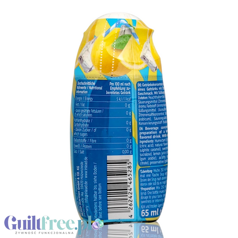 Guiltfree Inlead Squeeze Syrup Lemon Iced Tea w małej butelce 65ml, koncentrat bez cukru do napojów i deserów.