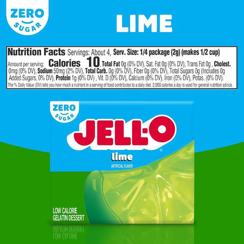 JellO Lime - galaretka 10kcal zero cukru, instant, smak limonkowy by Jell-O (galaretka-limonka-10kcal-zero-cukru)
