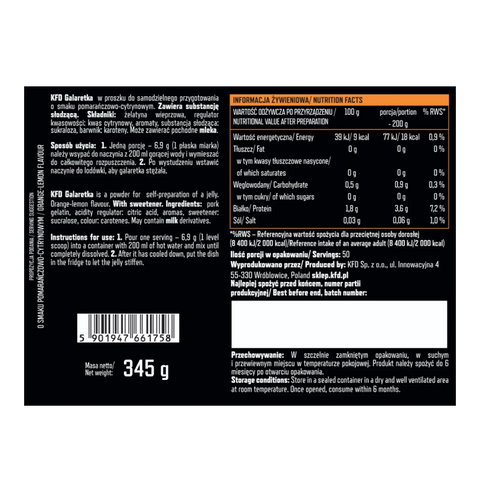 KFD Galaretka Pomarańcza & Cytryna, dietetyczna galaretka 50 porcji x 18kcal by KFD (kfd-dietetyczna-galaretka-az-50-porcji-pomarancza-cytryna)