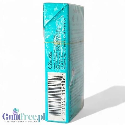 Boczne ujęcie opakowania pastylek Guiltfree Läkerol Dents Sweetmint z widocznym kodem kreskowym i informacjami