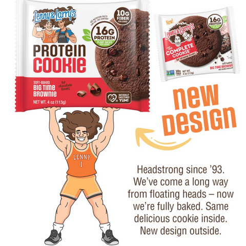 Guiltfree Lenny & Larry’s Big Time Brownie, wegańskie ciastko proteinowe z kawałkami czekolady i 16g białka.