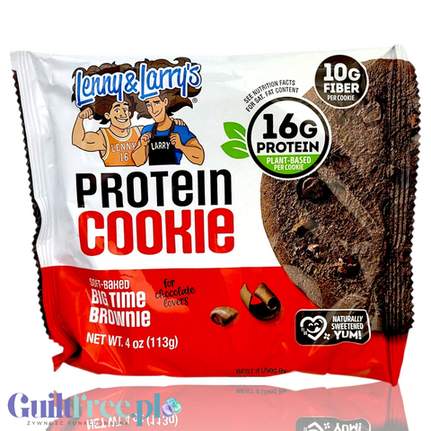 Wegańskie ciastko proteinowe Lenny & Larry’s Big Time Brownie o smaku podwójnej czekolady w ofercie Guiltfree.