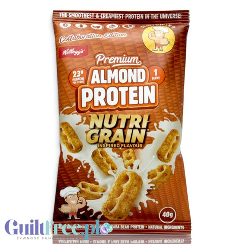 Guiltfree Macro Mike Almond Plant Protein Nutri Grain vegan protein powder sachet with cereal milk flavor