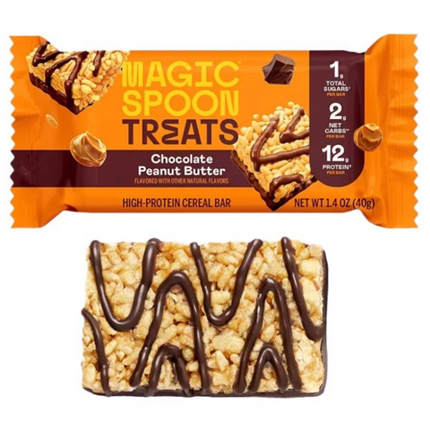 Guiltfree baton proteinowy Magic Spoon o smaku czekolady i masła orzechowego z chrupiącą strukturą i polewą