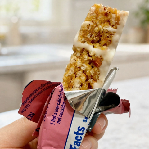 Guiltfree Magic Spoon baton proteinowy o smaku truskawkowego milkshake'a w różowym opakowaniu, chrupiąca tekstura