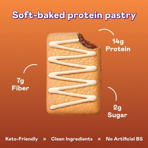 Guiltfree Magic Spoon proteinowe ciastko S'mores z czekoladowym nadzieniem, lukrem i informacjami o wartościach odżywczych