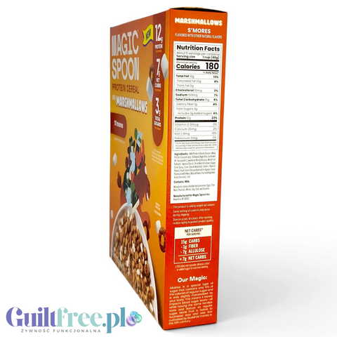 Pudełko Guiltfree Magic Spoon z proteinowymi płatkami śniadaniowymi o smaku S'mores z piankami marshmallow