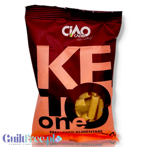 Opakowanie makaronu Guiltfree Ciao Carb Keto One Sedani, niskowęglowodanowe rurki z wysoką zawartością białka