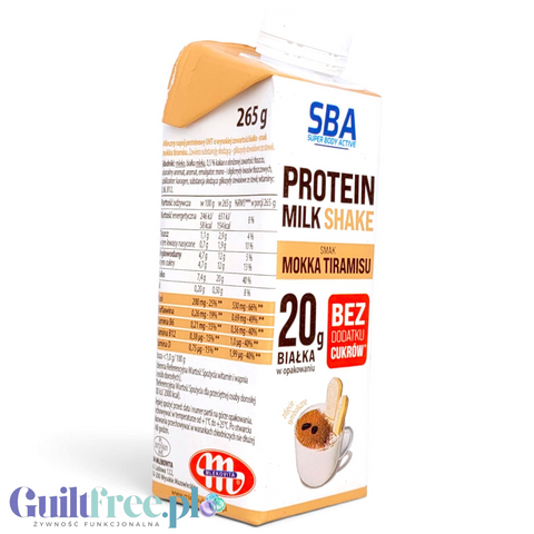 Mlekovita SBA Protein Milk Shake Mokka Tiramisu 265g - napój mleczny proteinowy o smaku kawowo-śmietankowym by Mlekovita (sba-mlekovita-napoj-mleczny-proteinowy-o-smaku-mokka-tiramisu-265-g)