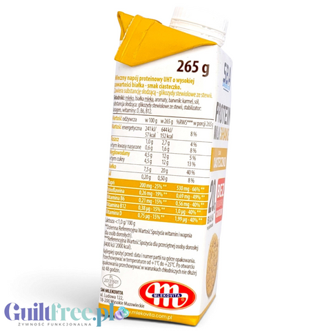 SBA Mlekovita Ciasteczko 265g - napój mleczny proteinowy o smaku ciasteczkowym, 20g białka & 150kcal by Mlekovita (sba-mlekovita-ciasteczko-265g-napoj-mleczny-proteinowy-o-smaku-ciasteczkowym-20g-bialka-150kcal)