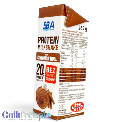 SBA Mlekovita Cinnamon Roll 265g - napój mleczny proteinowy o smaku cynamonki, 20g białka & 150kcal by Mlekovita (sba-mlekovita-napoj-mleczny-proteinowy-o-smaku-cynamonki-265-g)