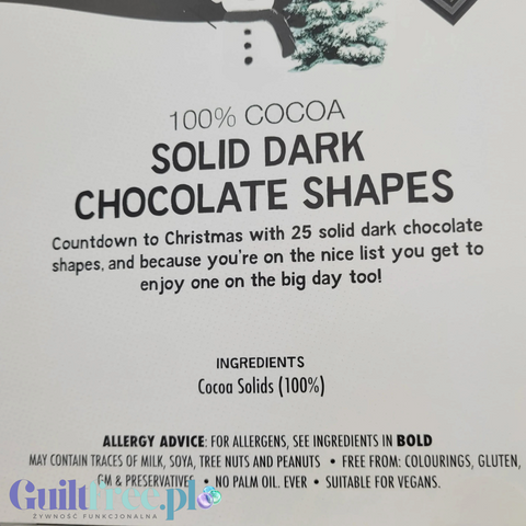 Guiltfree Montezuma's Absolute Black kalendarz adwentowy z 25 wegańskimi czekoladkami 100% kakao bez cukru