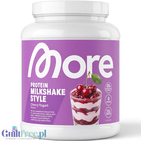 Guiltfree More Nutrition Total Protein odżywka białkowa o smaku jogurtu wiśniowego w białym opakowaniu