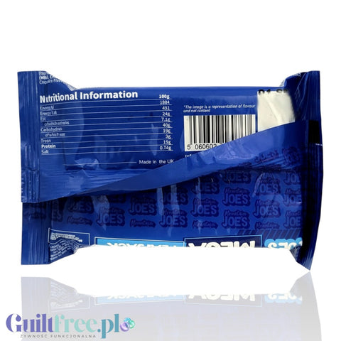 Tył opakowania batona proteinowego Guiltfree Mountain Joe's Mega Flapjack z widoczną tabelą wartości odżywczych