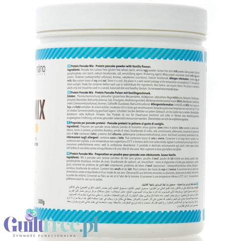 Guiltfree Nano Supps mieszanka do naleśników białkowych o smaku waniliowym w białym plastikowym opakowaniu 500g