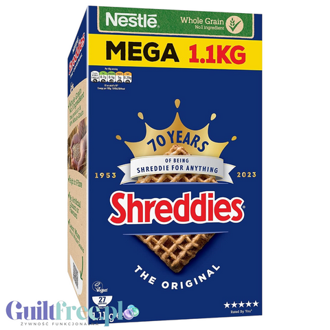 Opakowanie pełnoziarnistych płatków śniadaniowych Nestle Shreddies Original 1,1kg od Guiltfree