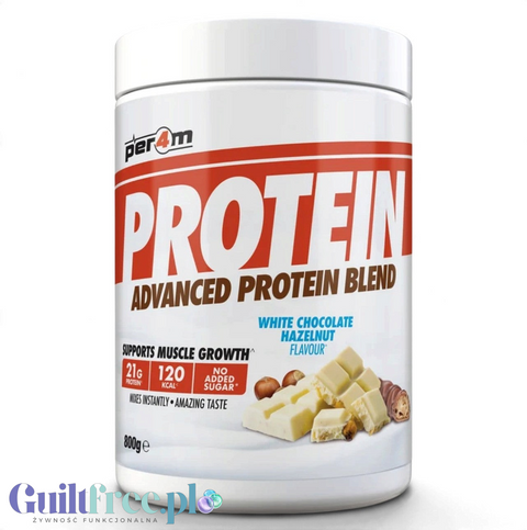 Guiltfree Per4m Advanced Protein Blend o smaku białej czekolady i orzechów laskowych w opakowaniu 800g