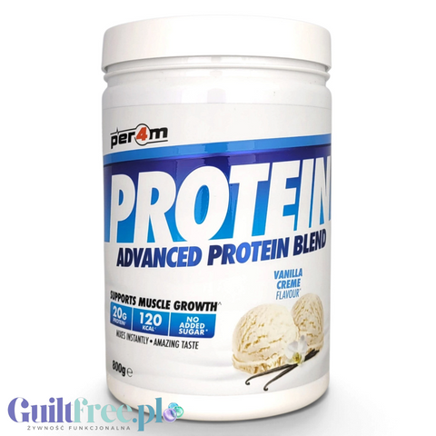 Guiltfree odżywka białkowa Per4m Advanced Protein Blend o smaku waniliowym w opakowaniu 800g z pięcioma źródłami białka