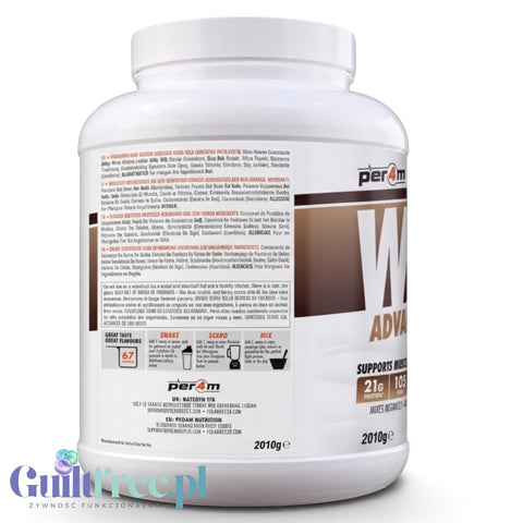 Guiltfree Per4M Whey Advanced Protein Chocolate Brownie Batter w dużym opakowaniu 2010g z mieszanką białek mleka