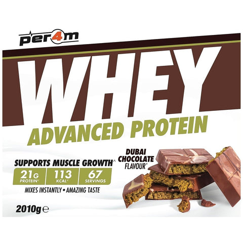 Guiltfree Per4M Whey Advanced Protein o smaku czekolady dubajskiej, odżywka białkowa w opakowaniu 2010g