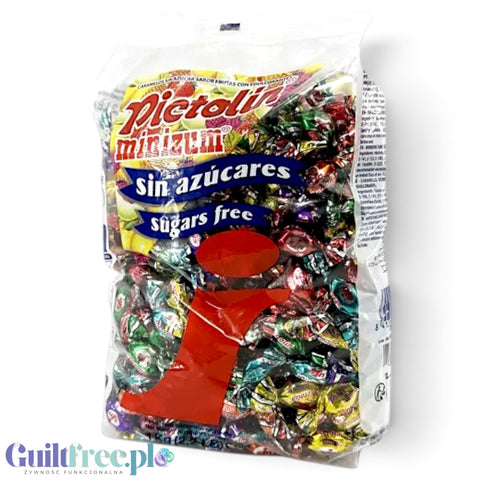 Pictolin Minizum 1kg - owocowe landrynki bez cukru, kolorowe, duże opakowanie by Pictolin (pictolin-minizum-owocowe-landrynki-bez-cukru-na-wage)