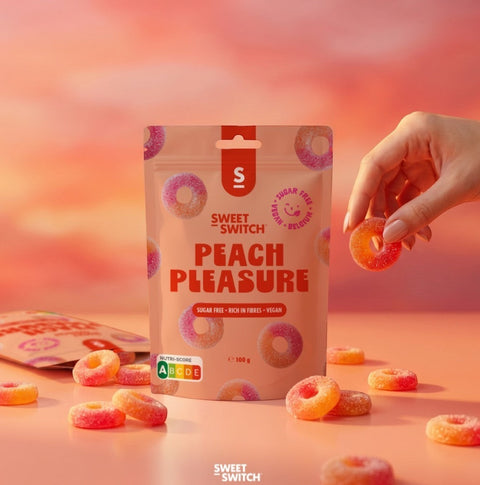 Sweet Switch Peach Pleasure 100g - brzoskwiniowe wegańskie żelki bez cukru i glutenu by Sweet Switch ® (sweet-switch-peach-pleasure-100g-brzoskwiniowe-weganskie-zelki-bez-cukru-i-glutenu)