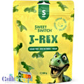 Opakowanie wegańskich żelków bez cukru Guiltfree Sweet Switch T-Rex o smaku zielonego jabłka w kształcie dinozaurów