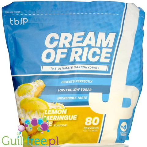 Opakowanie Guiltfree TBJP Cream of Rice o smaku bezy cytrynowej, lekkostrawny kleik ryżowy dla sportowców 2kg