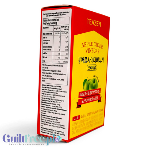 Opakowanie napoju instant Guiltfree TEAZEN Apple Cider Vinegar z octem jabłkowym, prebiotykami i postbiotykami