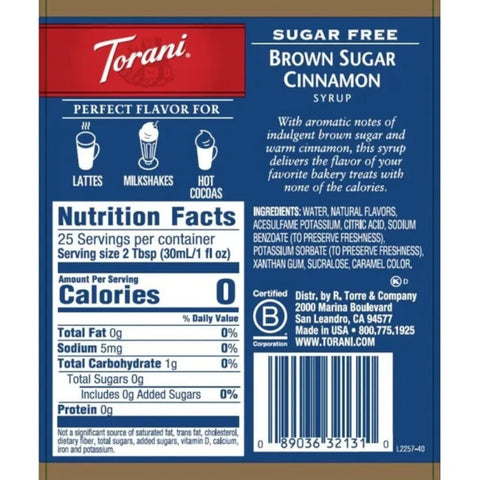 Torani Brown Sugar & Cinnamon 0,75L - syrop do kawy bez cukru o smaku Brązowy Cukier & Cynamon by Torani (torani-brown-sugar-cinnamon-0-75l-syrop-do-kawy-bez-cukru-o-smaku-brazowy-cukier-cynamon)