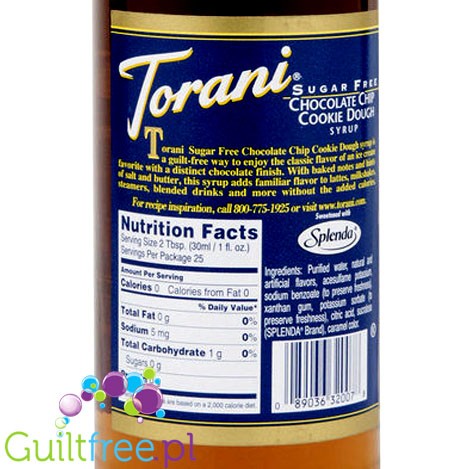 Torani Chocolate Chip Cookie Dough 0,75L - syrop do kawy bez cukru, smak Kruche Ciastka & Czekolada by Torani (torani-syrop-bez-cukru-kruche-ciastka-czekolada-0kcal)