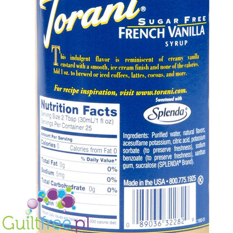 Torani French Vanilla 0,75L - syrop do kawy bez cukru i kalorii by Torani (torani-syrop-bez-cukru-french-vanilla-0kcal)