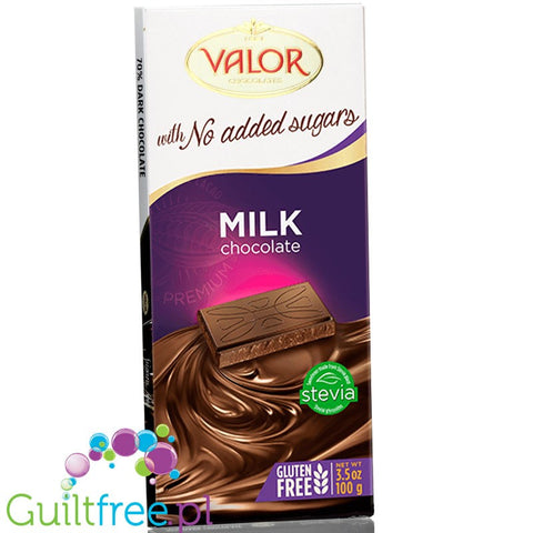 Valor Creamy Milk Chocolate - bezglutenowa mleczna czekolada bez dodatku cukru by Valor (valor-mleczna-czekolada-bez-dodatku-cukru-ze-stewia)